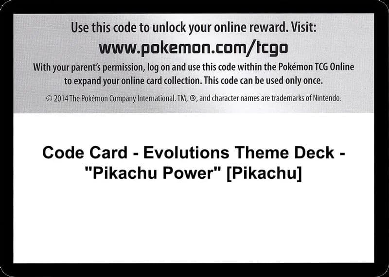 Code Card - Evolutions Theme Deck - "Pikachu Power" [Pikachu]