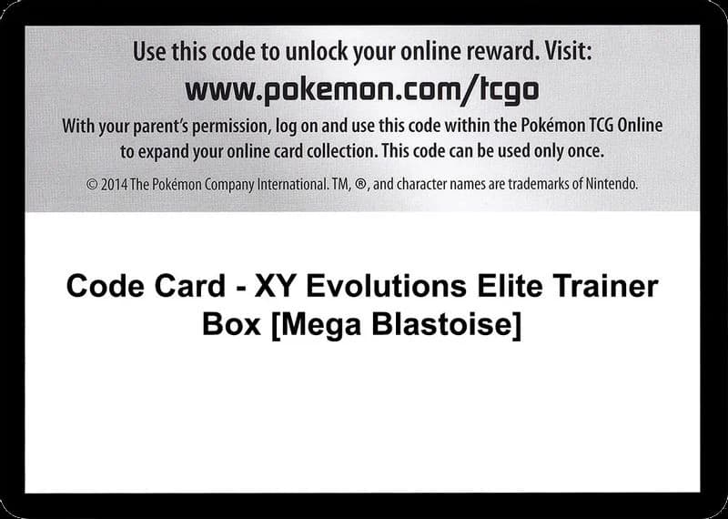 Code Card - XY Evolutions Elite Trainer Box [Mega Blastoise]