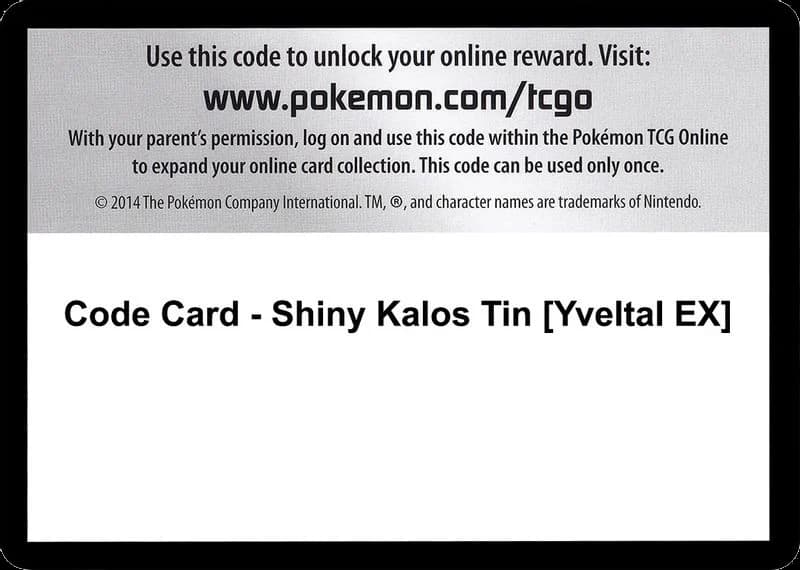 Code Card - Shiny Kalos Tin [Yveltal EX]