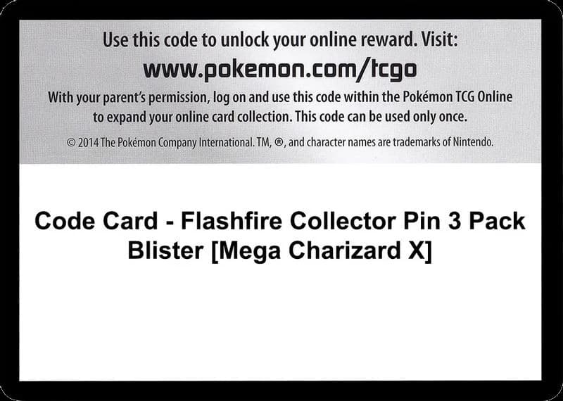 Code Card - Flashfire Collector Pin 3 Pack Blister [Mega Charizard X]