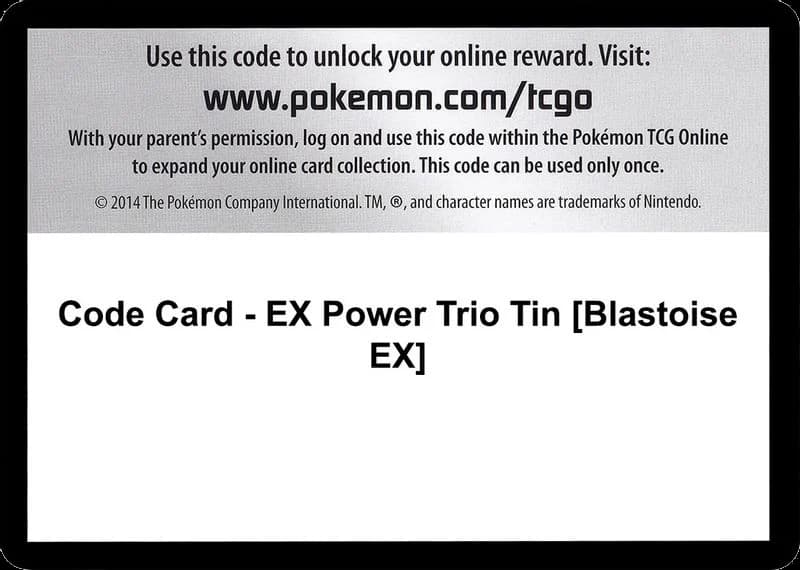 Code Card - EX Power Trio Tin [Blastoise EX]
