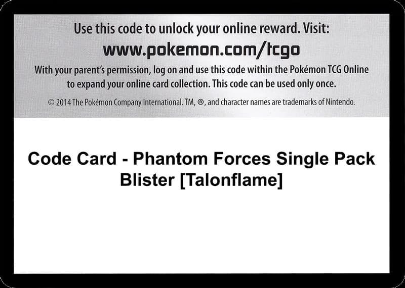 Code Card - Phantom Forces Single Pack Blister [Talonflame]