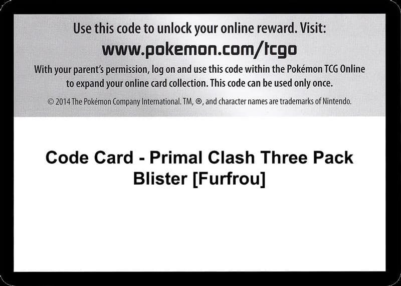 Code Card - Primal Clash Three Pack Blister [Furfrou]
