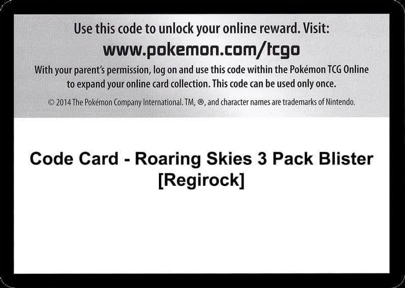 Code Card - Roaring Skies 3 Pack Blister [Regirock]