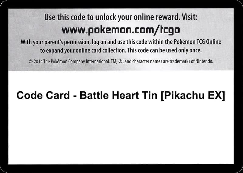 Code Card - Battle Heart Tin [Pikachu EX]