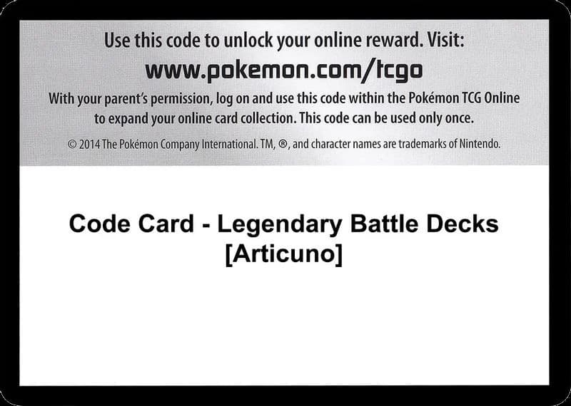 Code Card - Legendary Battle Decks [Articuno]