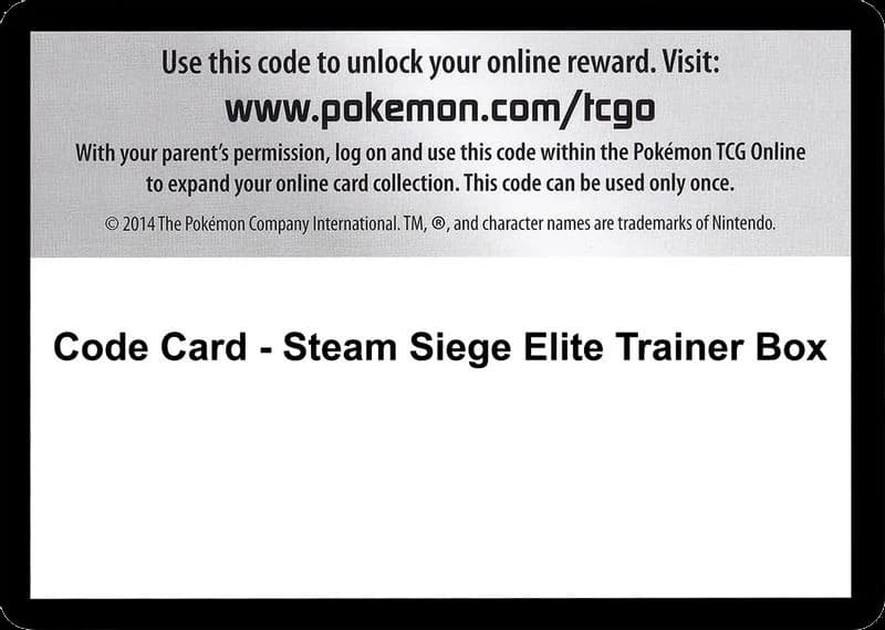 Code Card - Steam Siege Elite Trainer Box