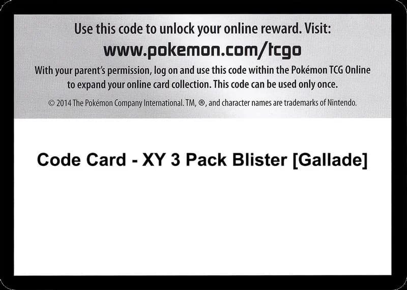Code Card - XY 3 Pack Blister [Gallade]