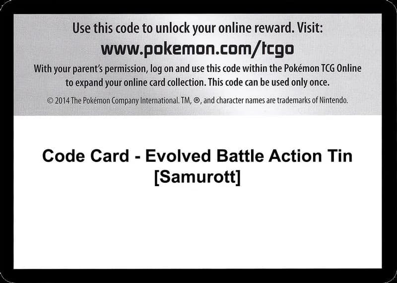 Code Card - Evolved Battle Action Tin [Samurott]