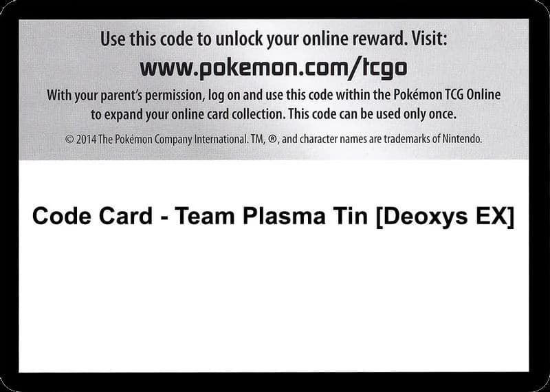 Code Card - Team Plasma Tin [Deoxys EX]