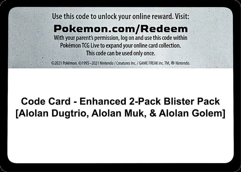 Code Card - Enhanced 2-Pack Blister Pack [Alolan Dugtrio, Alolan Muk, & Alolan Golem]