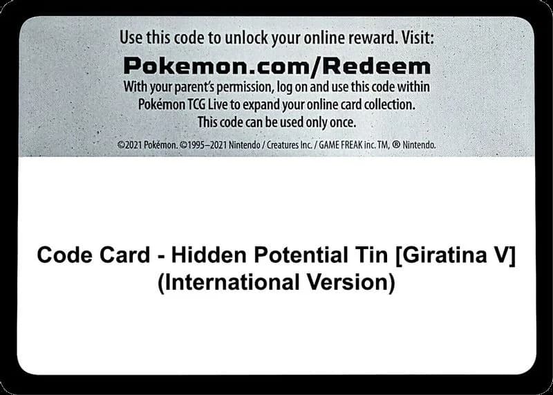 Code Card - Hidden Potential Tin [Giratina V] (International Version)