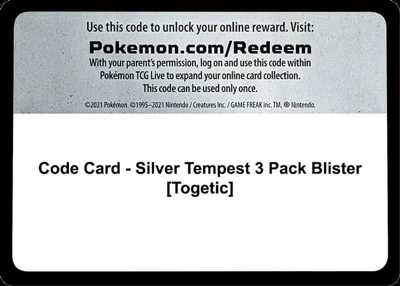 Code Card - Silver Tempest 3 Pack Blister [Togetic]