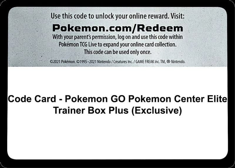 Code Card - Pokemon GO Pokemon Center Elite Trainer Box Plus (Exclusive)