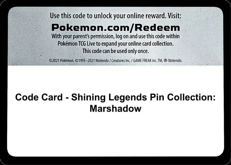 Code Card - Shining Legends Pin Collection: Marshadow