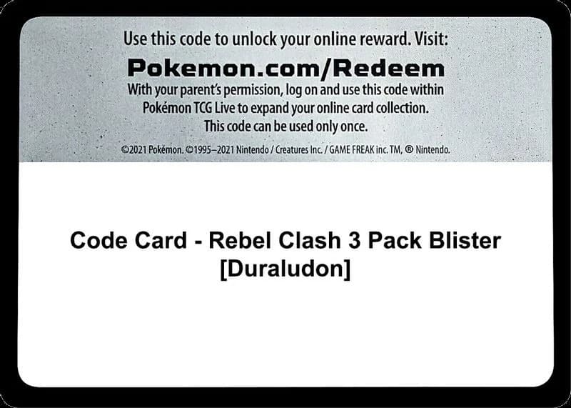 Code Card - Rebel Clash 3 Pack Blister [Duraludon]