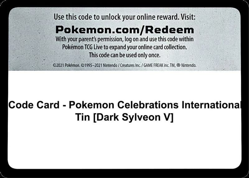 Code Card - Pokemon Celebrations International Tin [Dark Sylveon V]
