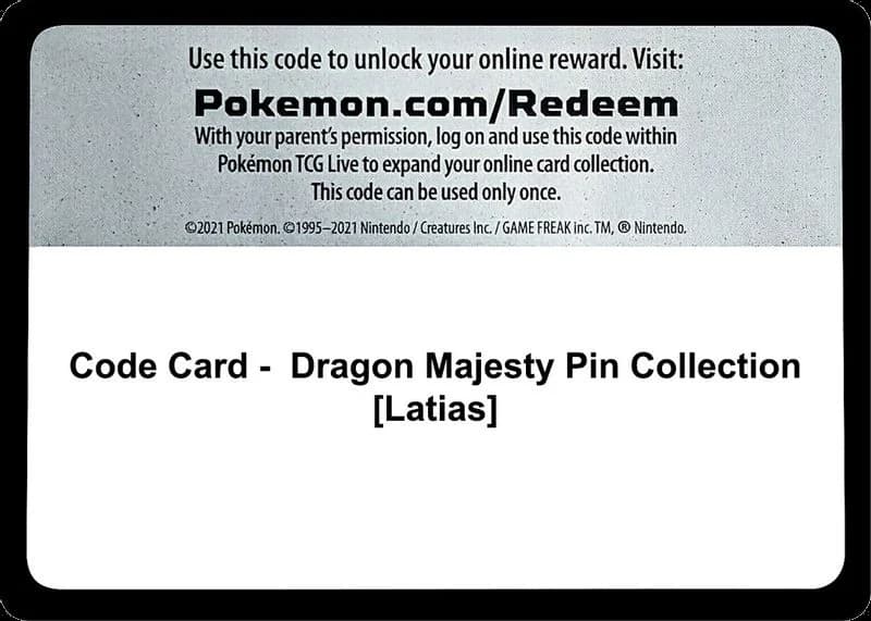 Code Card - Dragon Majesty Pin Collection [Latias]