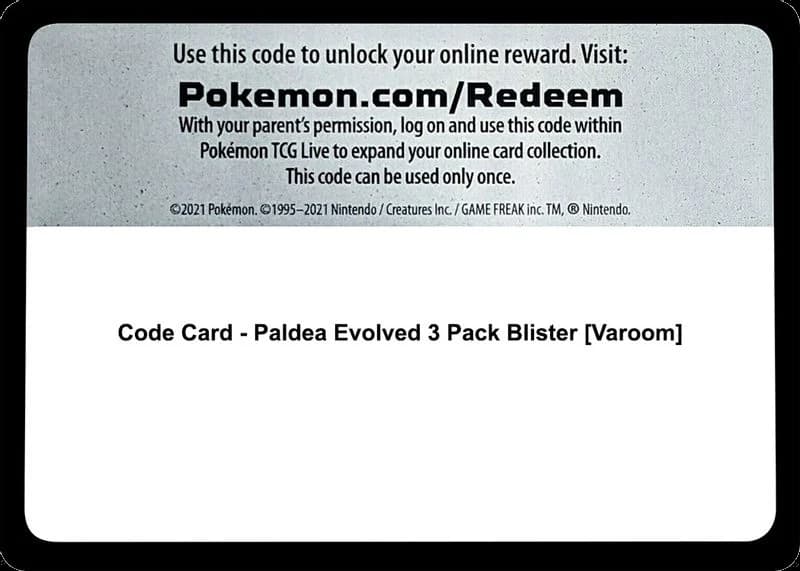 Code Card - Paldea Evolved 3 Pack Blister [Varoom]