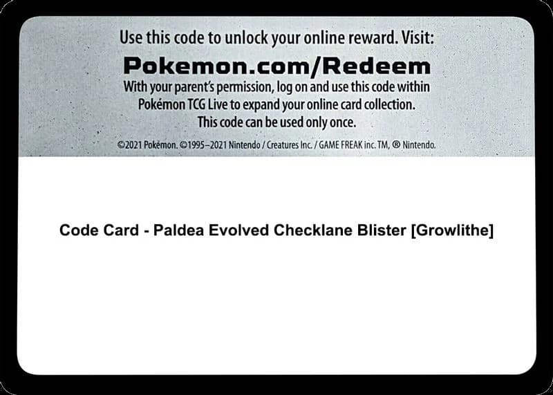 Code Card - Paldea Evolved Checklane Blister [Growlithe]