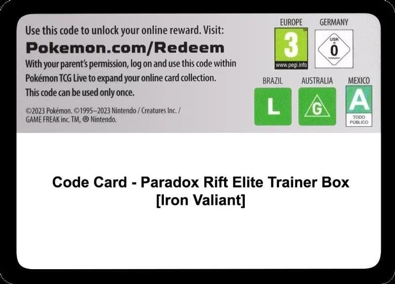 Code Card - Paradox Rift Elite Trainer Box [Iron Valiant]