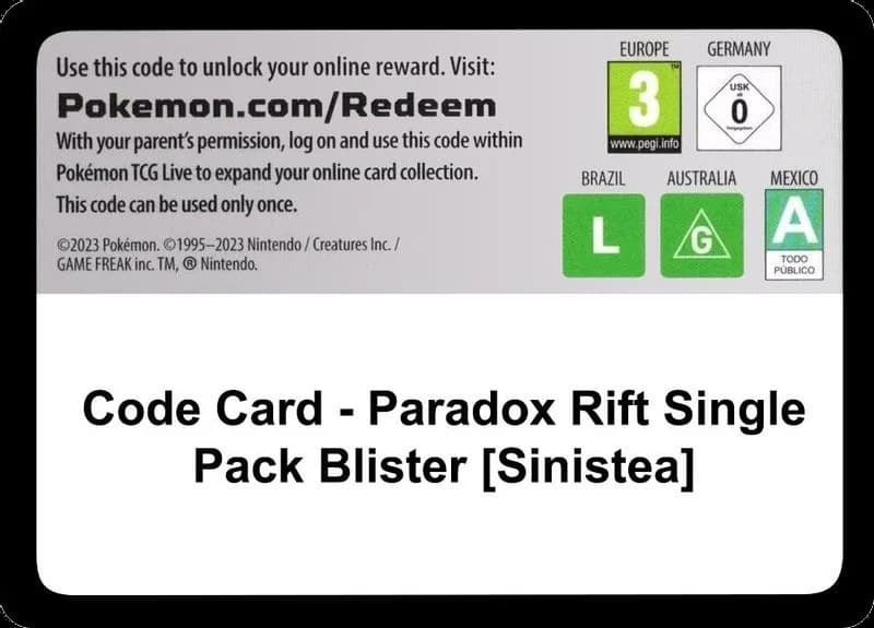 Code Card - Paradox Rift Single Pack Blister [Sinistea]