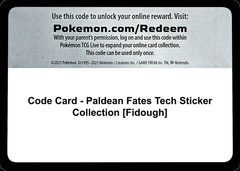 Code Card - Paldean Fates Tech Sticker Collection [Fidough]