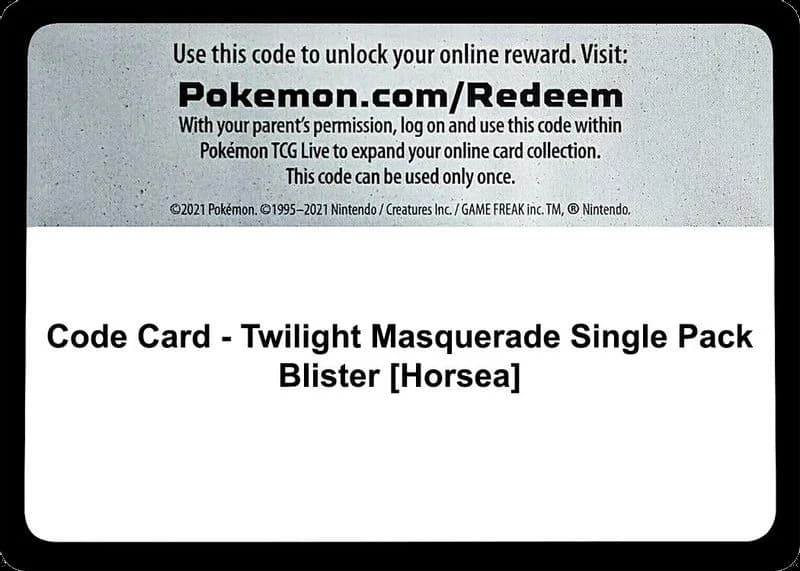 Code Card - Twilight Masquerade Single Pack Blister [Horsea]