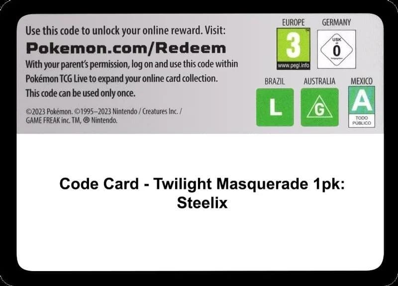Code Card - Twilight Masquerade Single Pack Blister [Steelix]