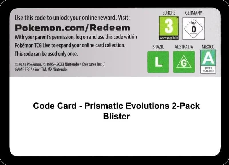 Code Card - Prismatic Evolutions 2-Pack Blister