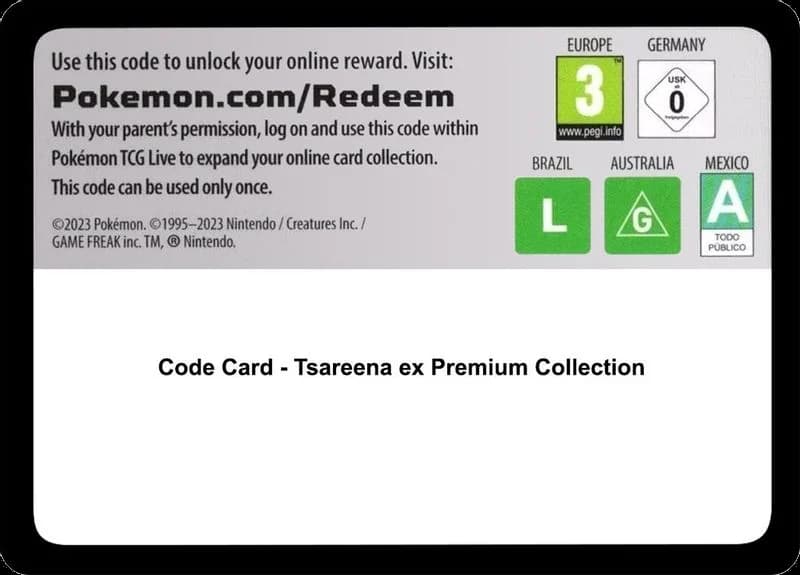 Code Card - Tsareena ex Premium Collection
