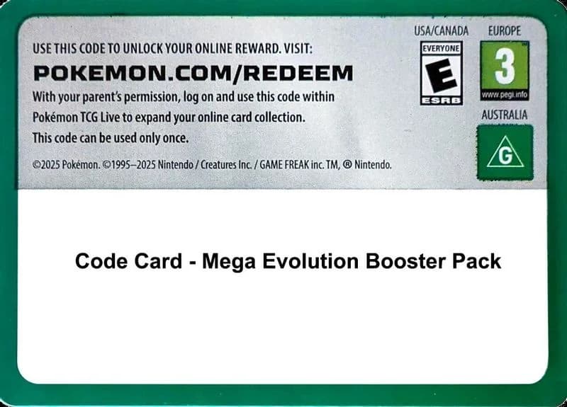 Code Card - Mega Evolution Booster Pack