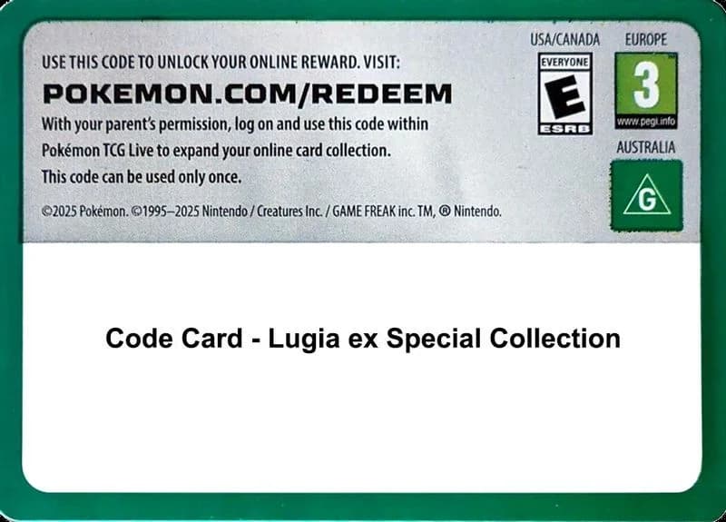 Code Card - Lugia ex Special Collection