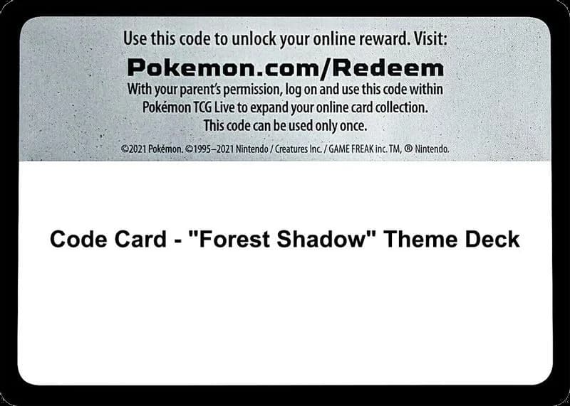 Code Card - "Forest Shadow" Theme Deck